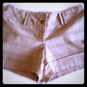 Tan plaid short shorts